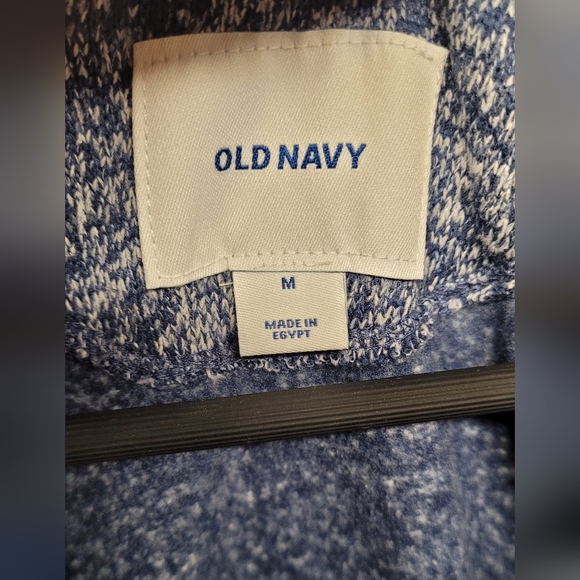 Mens Medium old navy fleecy speckled blue zip up sweater - Picture 6 of 7